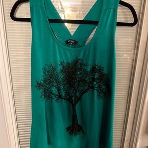 Elegant Teal Tree Graphic Women's Tank Top